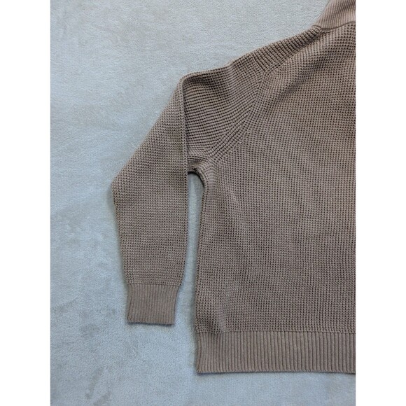 J Crew Mens XL Tan Waffle Texture Cotton Knit 1/4 Zip Sweater Pullover - Picture 15 of 16